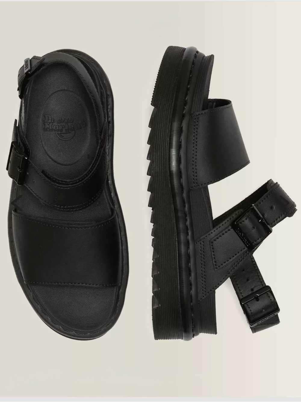 Dr. Martens Voss Hydro Leather Platform Sandals Black Women’s Size 7
